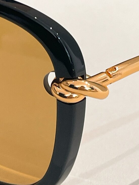 Bottega Veneta Square Sunglasses – Black Frame, Amber Lenses, Gold Accents main image 6